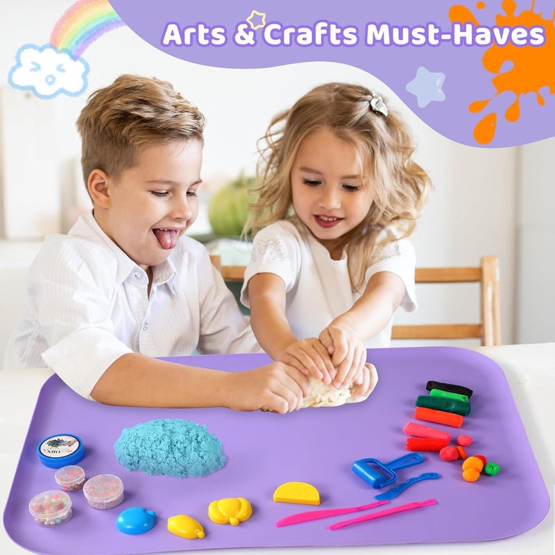 AtMini Store Silicone Art Mats for Kids, 24"x16" Silicone Craft Mat with Lip to Keep Clean, Play Sand, Painting, DIY Crafts Mat for Kids (Purple) - Image 5